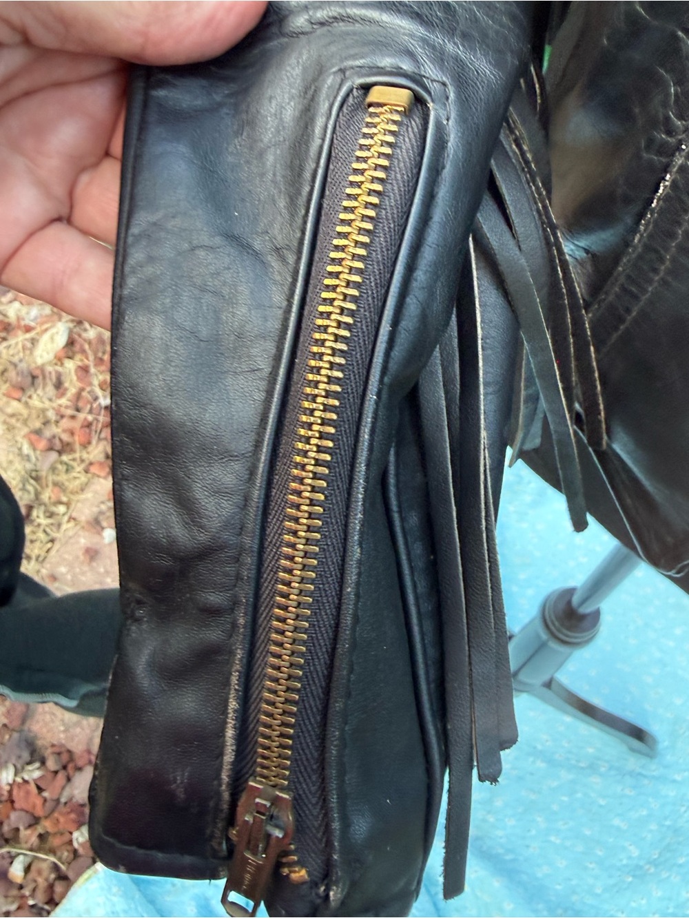 Women's Black Fringe Leather Jacket - Picture 8 of 14